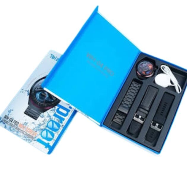 ساعة Telzeal WH-04 Pro Max الذكية مقاومة للماء مع 3 أساور وشحن لاسلكي – فضي