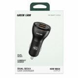 شاحن سيارة Green Lion ثنائي المنافذ QC 3.0 بقدرة 40 واط